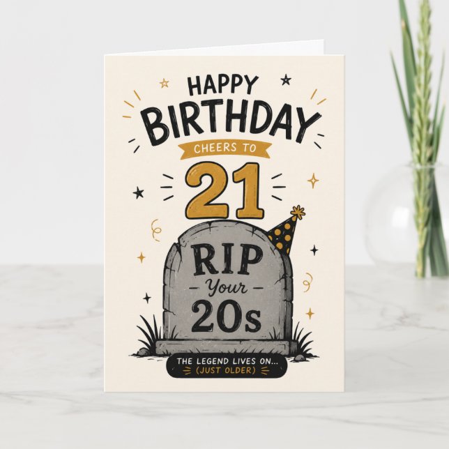 RIP tus 20 – Tarjeta divertida de cumpleaños 21 de (Anverso)
