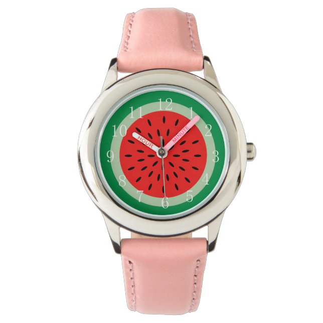 Ripe Red Watermelon Arte Damas Chicas Reloj de esc (Anverso)