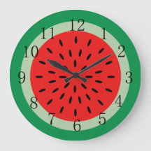 Ripe Red Watermelon Kitchen Reloj Black Numerales