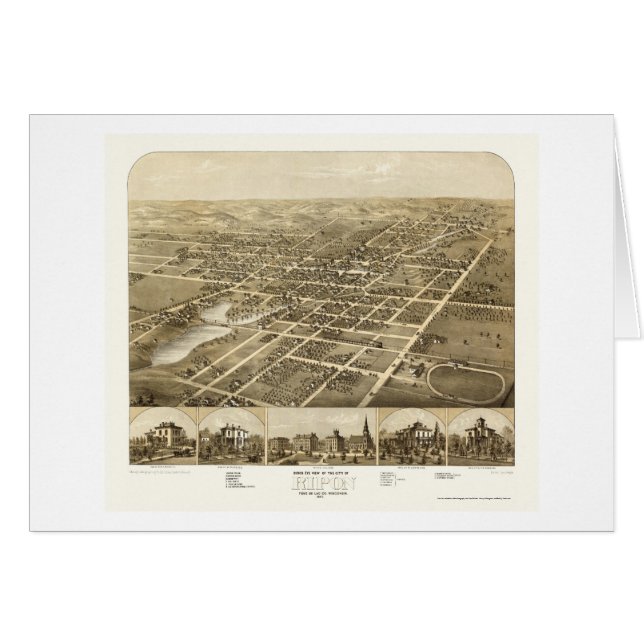 Ripon, mapa panorámico de los WI - 1867 (Anverso (Horizontal))