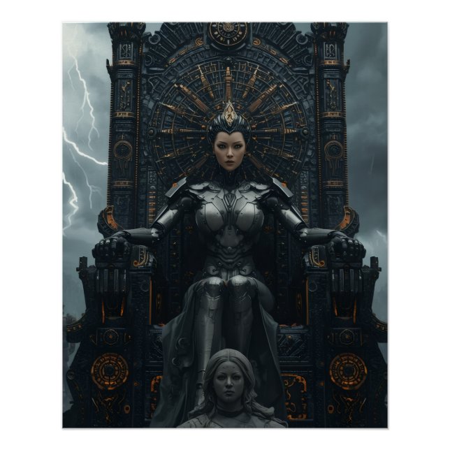  Rise of the AI Empress: Sci fi Cyberpunk Poster (Anverso)