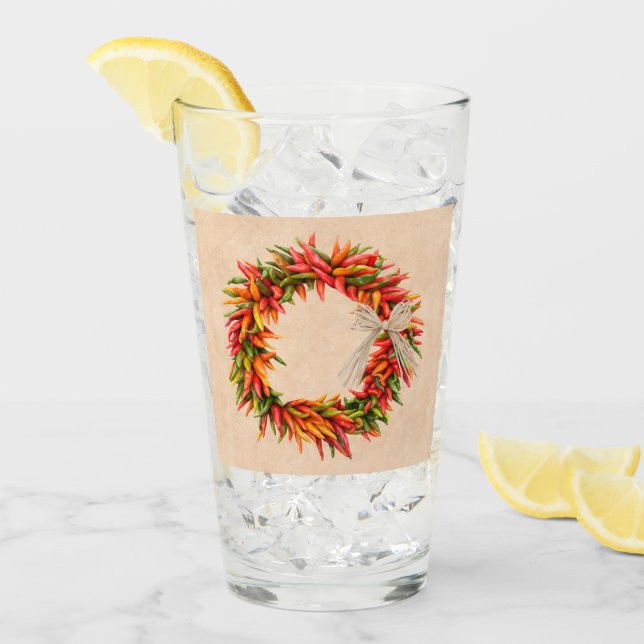 Ristra Wreath del suroeste de Chile en Adobe Wall (Anverso (hielo))