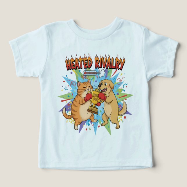 Rivalidad Caliente Gato vs Perro Boxeo Divertido M (Diseño delantero )