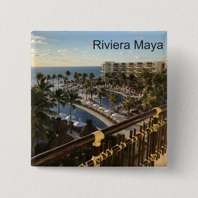 Riviera Maya Cancún México - Botón Cuadrado (Anverso)