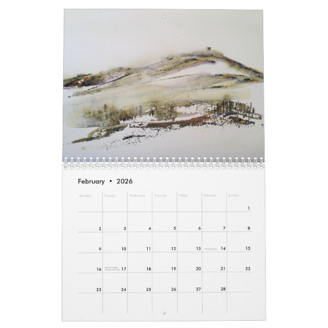 Rivington Lancashire 2023 Calendario Arte original (Feb 2026)