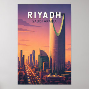 Riyadh Arabia Saudita Ilustración Arte de Viaje Re