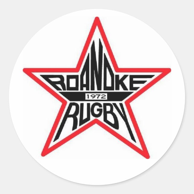 Roanoke Rugby Round Pegatina (Anverso)