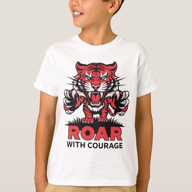 Roar con valor diseño de camiseta de tigre majestu (Anverso)