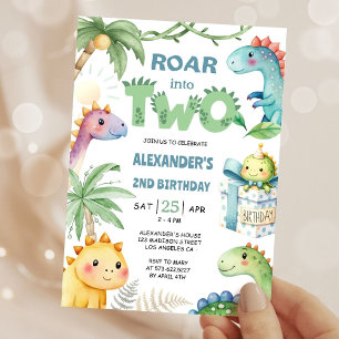 ¡Roar en dos! Invitación a los 2 cumpleaños de Din