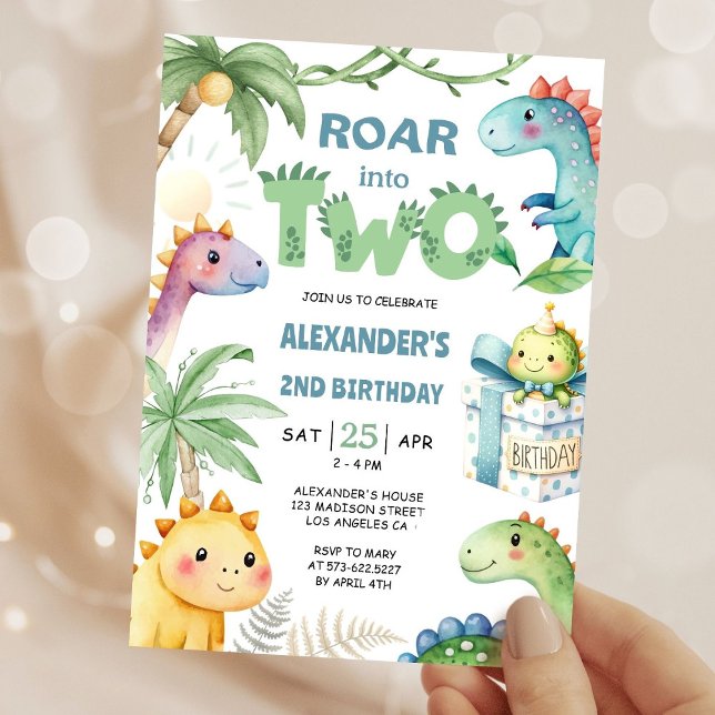¡Roar en dos! Invitación a los 2 cumpleaños de Din (Subido por el creador)