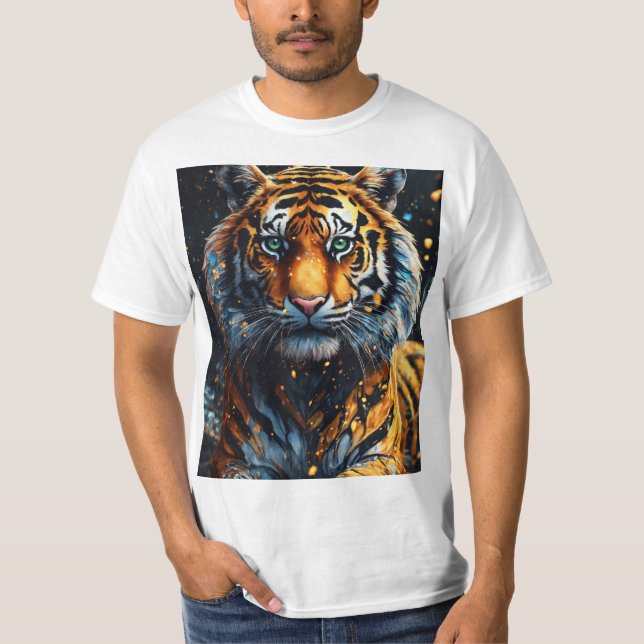Roar en estilo: Majestuosa camiseta de tigre (Anverso)