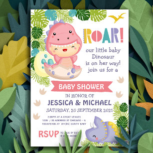 Roar es una invitación de dinosaurio Chica a Baby 