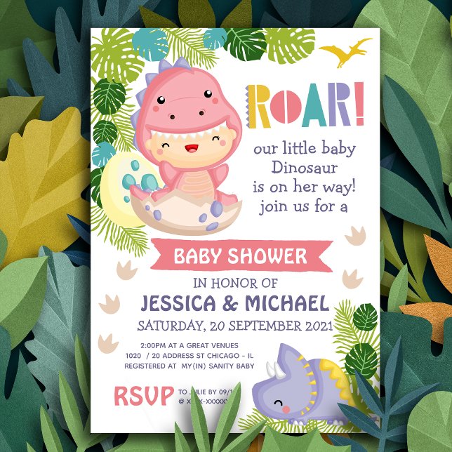 Roar es una invitación de dinosaurio Chica a Baby  (Roar is a Dinosaur!)