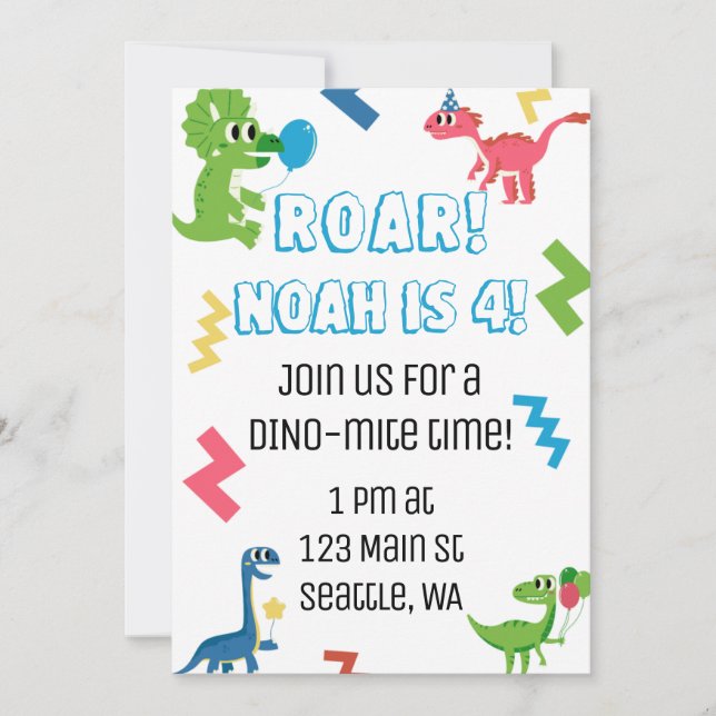 Roar, soy la invitación de la fiesta de cumpleaños (Anverso)