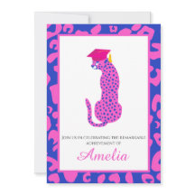 ¡Roareando con orgullo! Invitación rosa de graduac