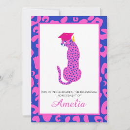 ¡Roareando con orgullo! Invitación rosa de graduac