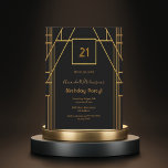 Roaring 20's 21st cumpleaños invitación de oro neg<br><div class="desc">Elegante oro falso y glam para un fiesta de 21 años! Una invitación a la fiesta de cumpleaños al estilo Art Déco en falso oro y negro para una glamorosa celebración. Muestra la edad de 21 años,  el nombre y la información de su fiesta.</div>
