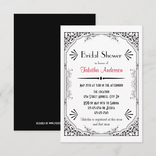 Roaring 20s - 3x5 Invitación a ducha de novia (Anverso / Reverso)