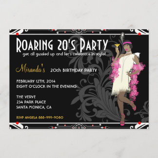 Roaring 20's Flapper Chica invitaciones retro