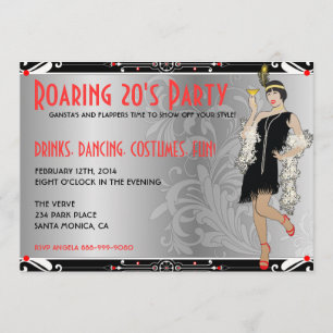 Roaring 20's Flapper Chica invitaciones retro