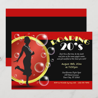 Roaring 20's Flapper Chica regaña invitaciones de 