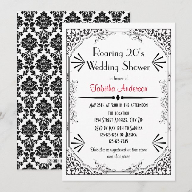 Roaring 20s - Invitación a la ducha de boda (Anverso / Reverso)