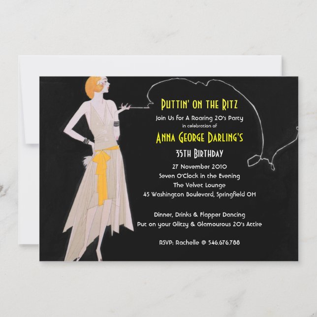 Roaring 20's - Invitaciones a la fiesta de Flapper (Anverso)