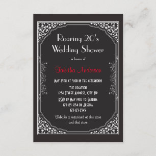 Roaring Black 20s - 3x5 Wedding Shower Invitación