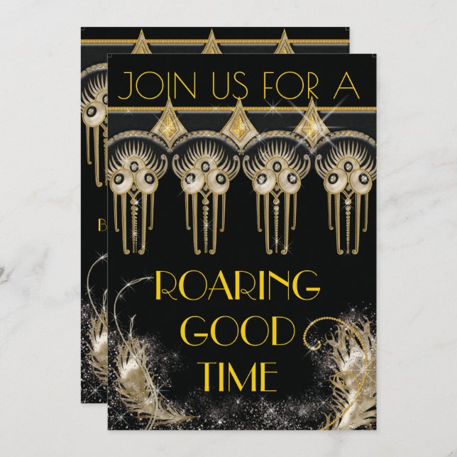 Roaring Gatsby Bling Party Invitaciones (Anverso / Reverso)