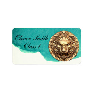 Roaring Gold Leon Head Sello escolar personalizado