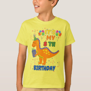 Roaring into 8: Camiseta de cumpleaños de dinosaur