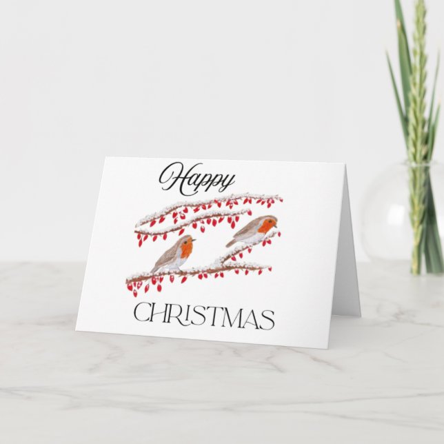 Robbins sentados en la tarjeta de Navidades de nie (Anverso)