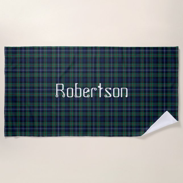 Robertson Clan Tartan Plaid Beach Toalla (Anverso)