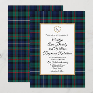 Robertson Plaid Monogrammed Wedding Invitación