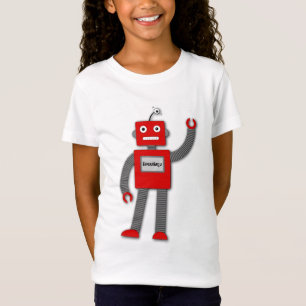 Robi la camiseta cabida del chica retro del robot