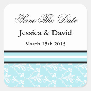 Robin Blue Damask Save The Date Pegatinas