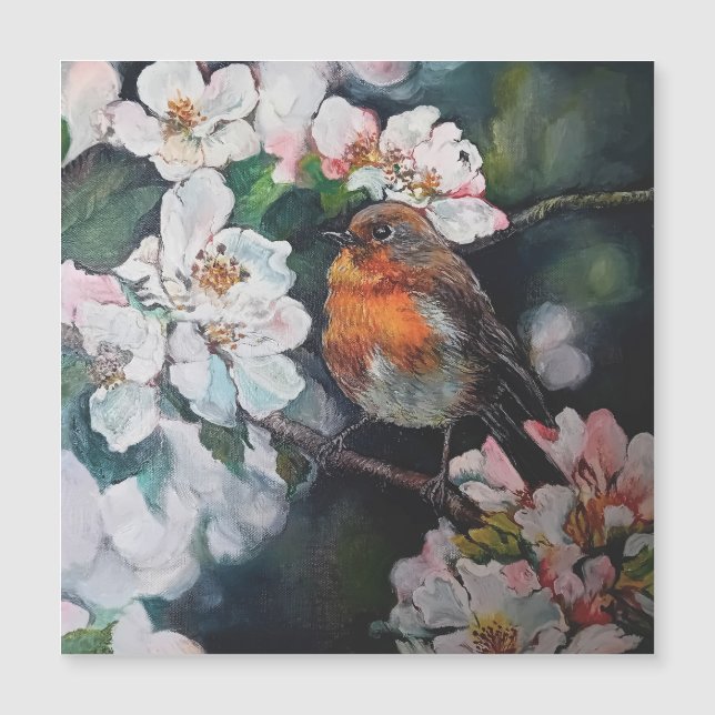 Robin con flor de cerezo (Anverso)