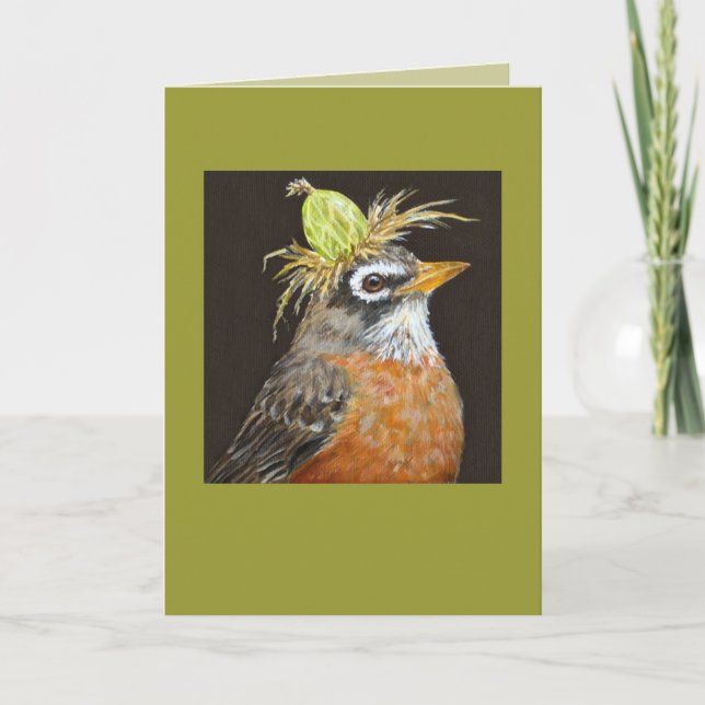 robin con tarjeta de gooseberry (Anverso)