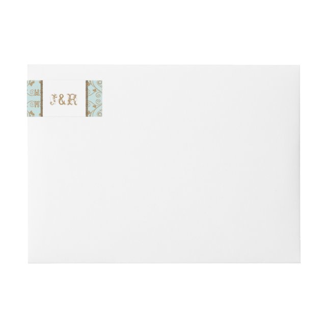 Robin Egg Blue y Gold Damask Wedding (Anverso)
