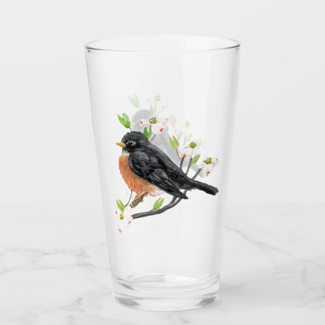 Robin en Dogwood Glass Tumbler (Anverso)