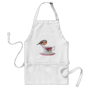Robin en un delantal de té