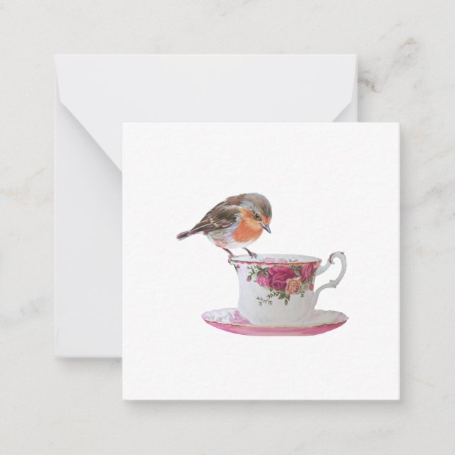 Robin en una tarjeta de notas de estilo de postal  (Anverso)