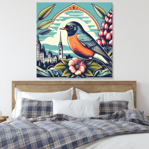 Robin estadounidense y el arte de las flores estat