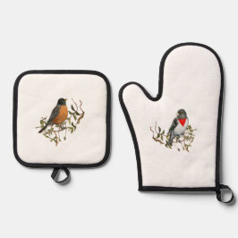 Robin Grosbeak Oven Mitt y Pot Holder Set