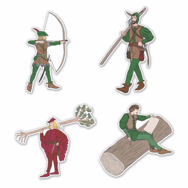 Robin Hood Pegatina 4-pack (Anverso)