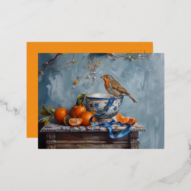 Robin - Postales de Relieve metalizado (Anverso/Reverso)