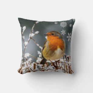 Robin Songbird en el Cojín decorativo invernal