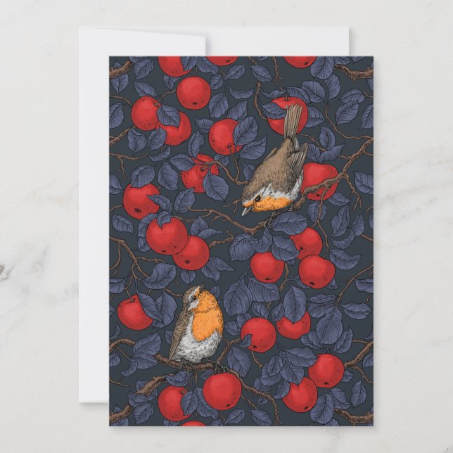 Robins in the apple tree/blue and red  (Anverso)