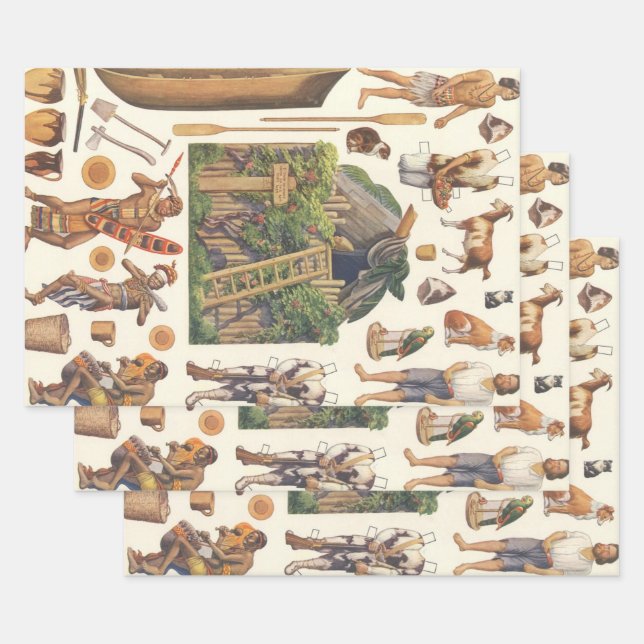 Robinson Crusoe, juguetes de muñecas de papel vict (Set)