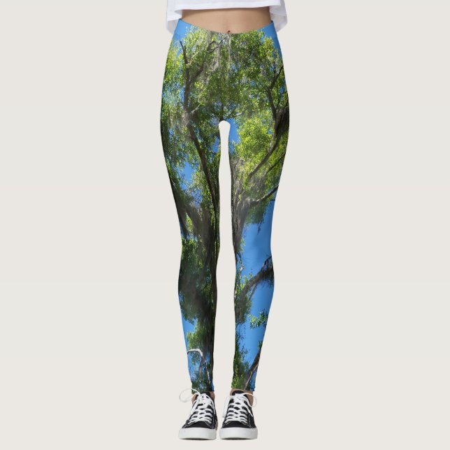 Roble verde y cielo azul en leggings (Anverso)